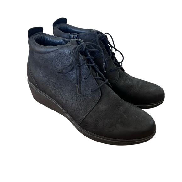 Clarks Un Tallara Eva Black Wedge Ankle Booties Sz 8 - Picture 1 of 10